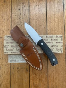LionSTEEL Italy. Model M4 GBK Black G10 Handle with Leather Sheath