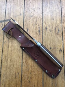 Puma Knife: Puma Original Lightly Used 1977 AUTO-MESSER 6390 White Hunter in original sheath