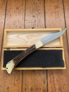 Puma Knife: Puma 1980 Emperor 915 Folding Knife with Stag Antler Handle in Nice Wooden Box