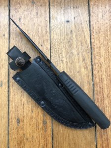 Kizlyar Knife: Kizlyar Original  Orlan-2 Military Knife with Elastron Rubberised Handle and Leather Sheath