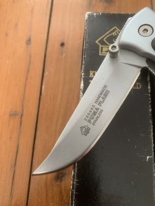 Puma Knife: Puma 230400 FLASH Brushed Silver Black Rubber Linerlock Folding Knife