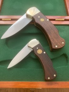 Puma Set of 2 - 1987-90 4 Star Rosewood Folding Knife Set in Puma Display Box