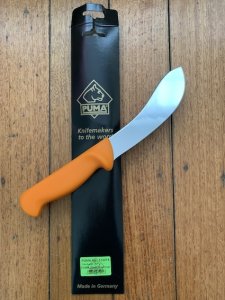 Puma Knife: PUMA skinning knife with bent, stiff, 15 cm Blade German Made with Orange Handle