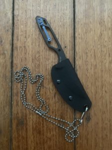 USA Made Nemesis 2-Zero (NK-14) Small Black/Grey Anodised NECK/BOOT KNIFE