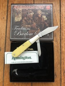 Remington made in USA Traditions Yellow Barlow Twin Blade Folding Knife