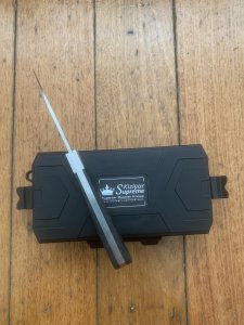 Kizlyar Knife: Russian Kizlyar Supreme Model D2 GENT Folding Knife with Carbon Fibre Handle and Box