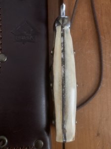 Puma Knife: Puma Lightly Used 1990 Bowie Handmade Knife with Stag Antler Handle & Original Puma Sheath