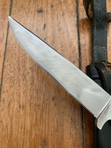 Puma Knife: Pre-64 'USED' 3596 GNICKER Knife with Stag Handle In Original Forest Green Sheath