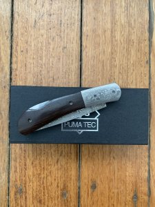 Puma Knife: Puma Tec Damascus Ebony Hardwood Folding Liner Lock Knife