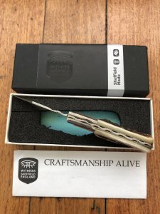 Witness Taylors Eye Sheffield Barlow knife with Stag Handle in original box with papers