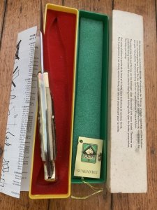 Puma Knife: 1974 Mint Puma Prince Folding Knife with Sambar Stag Antler Handle Box and Warranty #98474