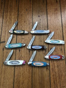 Collection of 8 Franklin Mint Cars of the Fifties Pocket Knives