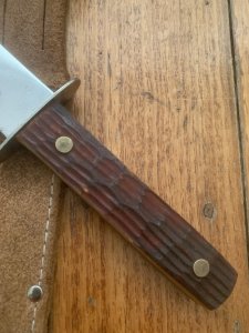 1960's Japanese Made Small Bowie knife & Leather Sheath