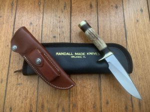 Randall Knives USA: Model 25 5" Trapper knife in Original Sheath & pouch