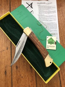 Puma Knife: Puma 1982 Trail Boss/Emperor 975 Folding Knife with Jacaranda Handle Original Box and matching Warranty