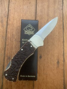 Puma Knife: 2018 Puma 4 Star Full Sized Folding Lock Knife with Thick Stag Antler Handle
