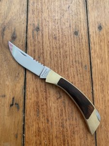 Browning Knife: Older Vintage USA made Sportsman Folding Knife with Brass Frame and Cocobolo Handle