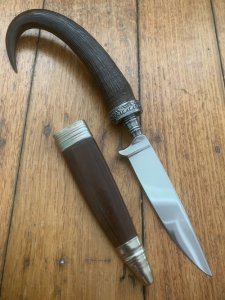 1970's THUR WALD Solingen Jagdnicker Knife with Chamois Handle & Sheath