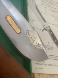 Puma Knife: Puma Rare 1969 Jacaranda White Hunter Knife with Original Box Paperwork #96744