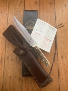 Puma Knife: Puma New 2003 Bowie Handmade Knife with Stag Antler Handle