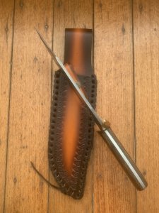 Damascus Knife: Damascus Western Alamo Bowie with Walnut Handle