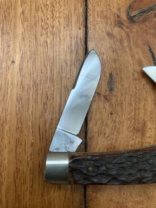 Puma Knife: Puma rare vintage PUMASTER 1972 'STOCK' 3 blade Fold back Knife with Dark Brown Jigged Bone Handle #41272