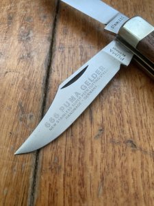 Puma Knife: Puma Original Rare 1979 Gelder Twin Blade Knife with Tools and Jacaranda Handle #24972