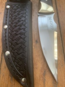 MAFFI SYDNEY AUSTRALIA Wood Handled Fixed Blade Knife With Sheath