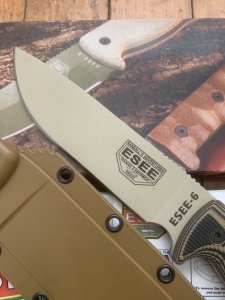 ESEE Knives- ESEE-6 Knife with Coyote/Dark Brown G10 3D Handle Desert Tan Plain Edge Blade and Coyote Kydex Sheath