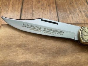 Puma Knife: Puma 1975 Special Edition Emperor 915 Folding Knife with Stag Antler Handle in Puma Wooden Box