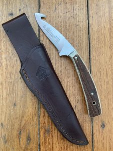 Puma Knife: Puma 2003 Pro Hunter Gut Hook Knife with Stag Handle & Leather Sheath