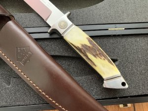 Puma Knife: 2008 Puma Rare German Cougar Stag Antler Knife in Original Wooden Box