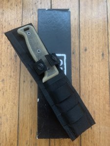 Ontario 2015 Model SK-5 Black Bird Noir Straight Edge Knife with Micarta Handle and Black Nylon Tactical Belt Sheath