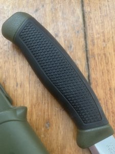 MORA Swedish Made Clipper Hunting Knife with Rubberised Handle Plastic Sheath and Fire Starter