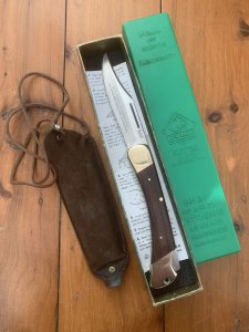Puma Rare Model 970 Plainsman 1969 Folding Knife with original box & Paperwork & Pouch #96011