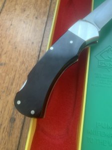 Puma Knife: Puma Original 1979 4 Star Folding Lock Blade Knife with Black Ebony Micarta Handle in Original Box #13971