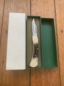 Puma Knife: Puma 1982 Rare model 895 Lord Folding Knife with Stag Handle Original Puma Box #18281