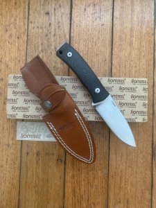 LionSTEEL Italy. Model M4 GBK Black G10 Handle with Leather Sheath