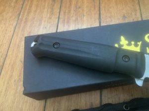 Kizlyar Knife: Kizlyar Original Aggressor D2 Semi-Tanto Blade with Kraton Handle