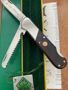 Puma Knife: 1989 Puma 22 0923 Jagdmesser Twin Blade Hunting Pocket Knife with Ebony Handle