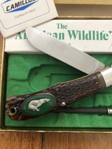 Camillus American Wildlife Series USA-Made Special Edition Charging Bear knife in Gift Box