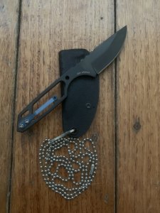 USA Made Nemesis 2-Zero (NK-14) Small Black/Grey Anodised NECK/BOOT KNIFE