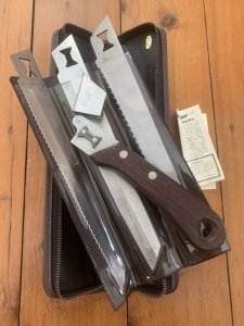 Kershaw Knife: Vintage 1980's KERSHAW KAI CAMP KIT  Japanese 3 Blade Knife Set with Wood Handle & Case