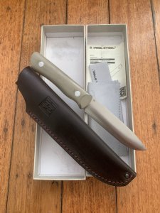 Real Steel Knives RS3726C-Coyote BushCraft II Knife with Leather Sheath