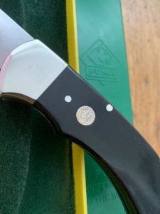 Puma Knife: Puma Original 1996 4 Star Folding Lock Blade Knife with Black Ebony Micarta Handle in Box