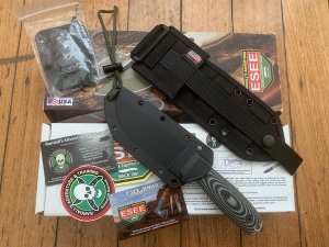 ESEE Knives- ESEE-4 Knife with Grey/Black G10 Handle Black Kydex Sheathes