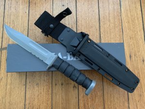 Ka-Bar Knife: Kabar D2 Extreme Combat Serrated Blade Utility Knife with Kydex Sheath