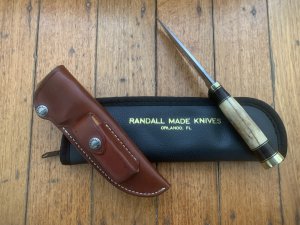 Randall Knives USA: Model 25 5" Trapper knife in Original Sheath & pouch