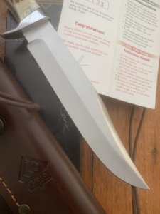 Puma Knife: Puma New 2003 Bowie Handmade Knife with Stag Antler Handle