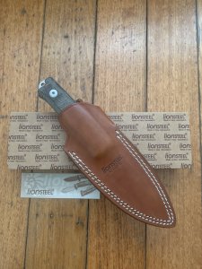 LionSTEEL Italy. Model B40 CVG Green Canvas Micarta Handle with Leather Sheath